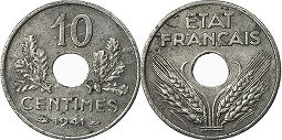 coin France 10 centimes 1941