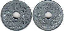 piece France 10 centimes 1943