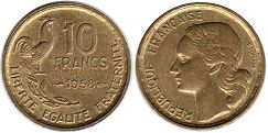 moneda Francia 10 francos 1958