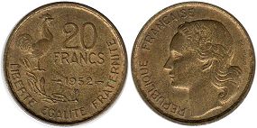 moneda Francia 20 francos 1952