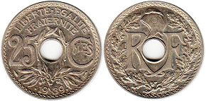 moneda Francia 25 céntimos 1939