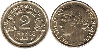 coin France 2 francs 1941