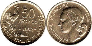moneda Francia 50 francos 1952