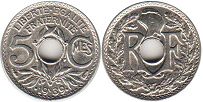 piece France 5 centimes 1919