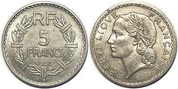 piece France 5 francs 1947