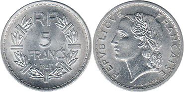moneda Francia 5 francos 1947