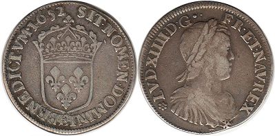 coin France 1/2 ecu 1652