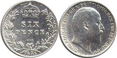 Münze Großbritannien alt
 6 pence 1905