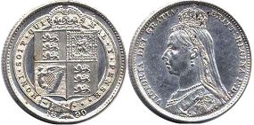 monnaie UK vieille shilling 1890