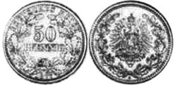 coin German Empire 50 pfennig 1877