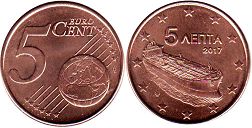 mince Řecko 5 euro cent 2017