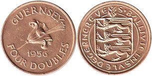 coin Guernsey 4 doubles 1956