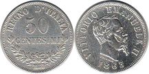 moneta Italy 50 centesimi 1863