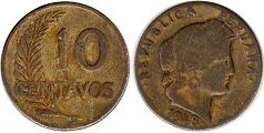 coin Peru 10 centavos 1948