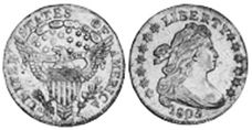 viejo Estados Unidos moneda 10 centavos 1805