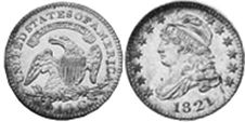 viejo Estados Unidos moneda 10 centavos 1821
