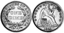 viejo Estados Unidos moneda 10 centavos 1841