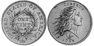viejo Estados Unidos moneda 1 centavo 1793