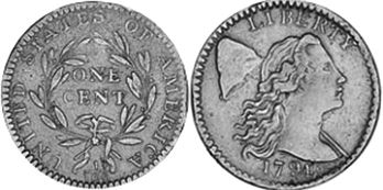 viejo Estados Unidos moneda 1 centavo 1794