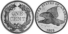 viejo Estados Unidos moneda 1 centavo 1858