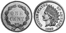 viejo Estados Unidos moneda 1 centavo 1859