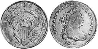 moneda Estados Unidos 25 centavos 1805
