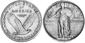 moneda Estados Unidos 25 centavos 1916