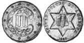 viejo Estados Unidos moneda 3 centavos 1862