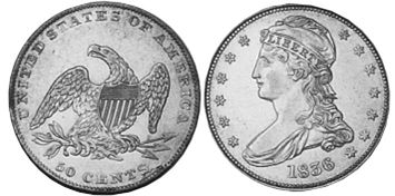 moneda Estados Unidos 50 centavos 1836