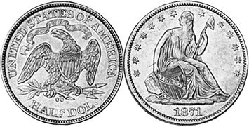 moneda Estados Unidos 50 centavos 1871