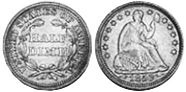 viejo Estados Unidos moneda 5 centavos 1853