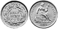 viejo Estados Unidos moneda 5 centavos 1862