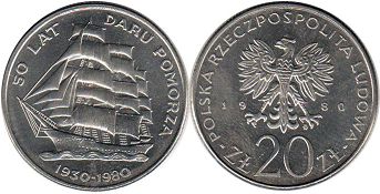 moneta Polska 20 zloty 1980