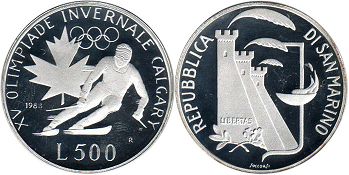 coin San Marino 500 lira 1988