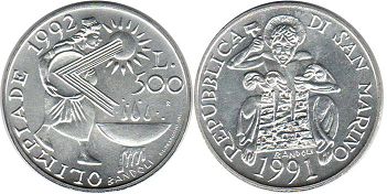 coin San Marino 500 lira 1991