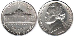 US moneda 5 centavos 1944 Jefferson nickel