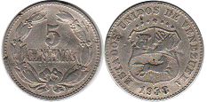 moneda Venezuela 5 centimos 1938