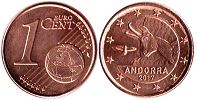 pièce Andorre 1 euro cent 2017