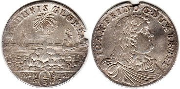 coin Brunswick-Luneburg-Calenberg 1/3 taler 1676