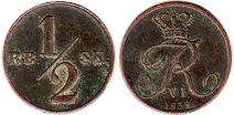 mynt Danmark 1/2 skilling 1838
