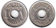 coin Egypt 1 millieme 1938 penny