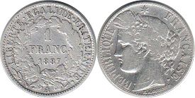moneda Francia 1 franco 1887