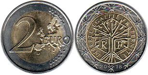 mynt Frankrike 2 euro 2018