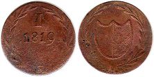 Münze Frankfurt 1 Pfennig 1819