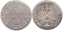 Münze Frankfurt 3 Kreuzer 1856