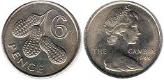 coin Gambia 6 pence 1966
