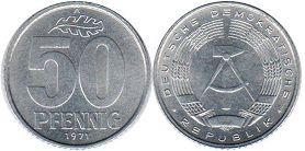 coin East Germany 50 pfennig 1973