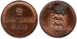coin Guernsey 2 doubles 1885