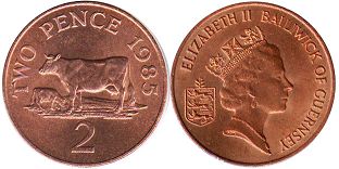 coin Guernsey 2 pence 1985