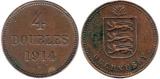 coin Guernsey 4 doubles 1914